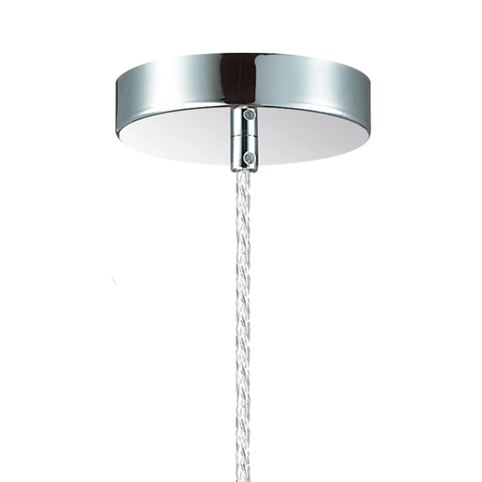 Dreifa 1.5m Single Pendant, 1 x E27, Polished Chrome/Clear Twisted Cable (Maximum Load 1.5kg) D0173  Deco Dreifa Pendant